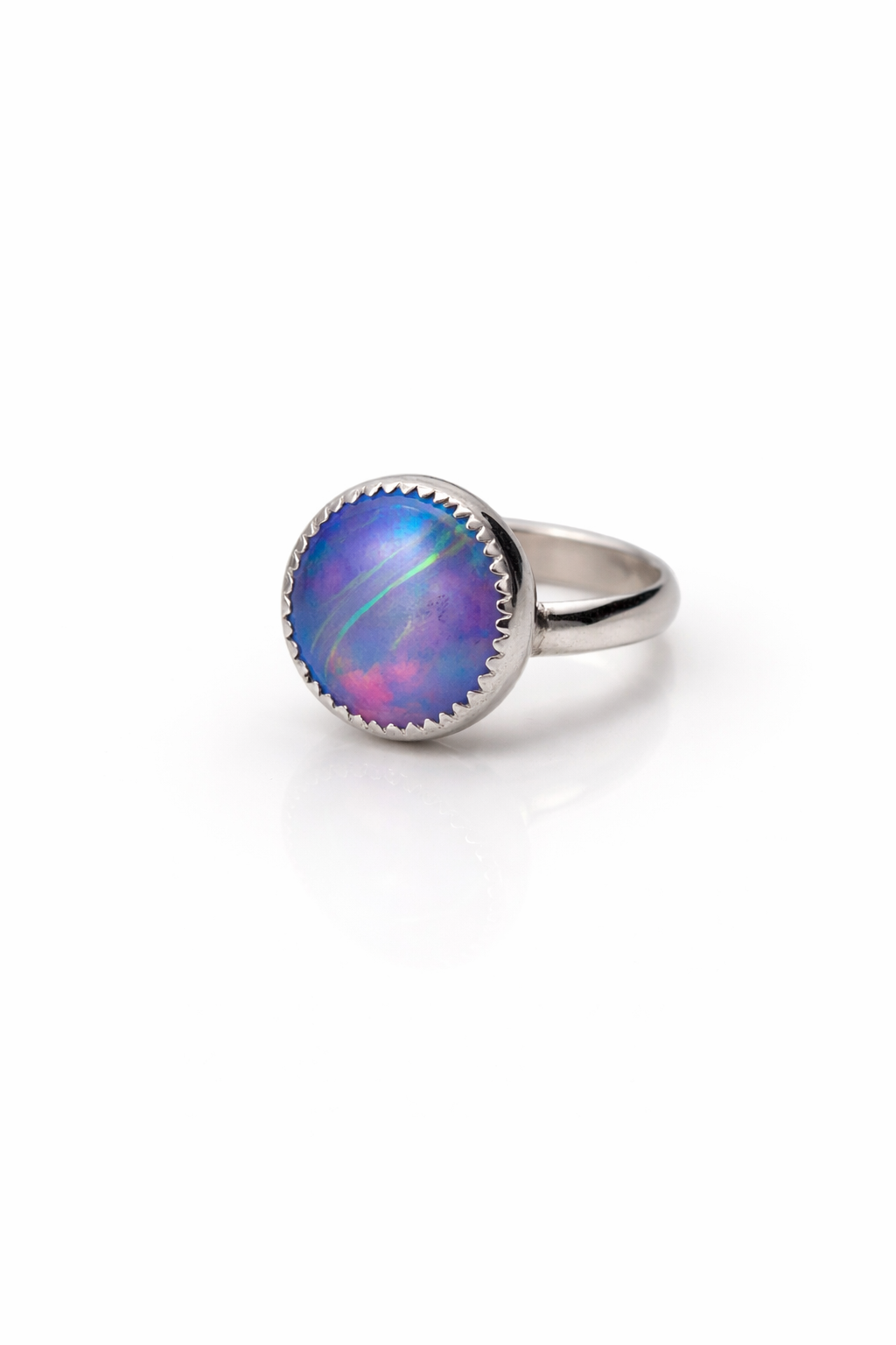 Aurora Opal Ring – Sterling Silver Opal Ring – Colorful Opal Jewelry – Iridescent Statement Ring – Handmade Silver Ring