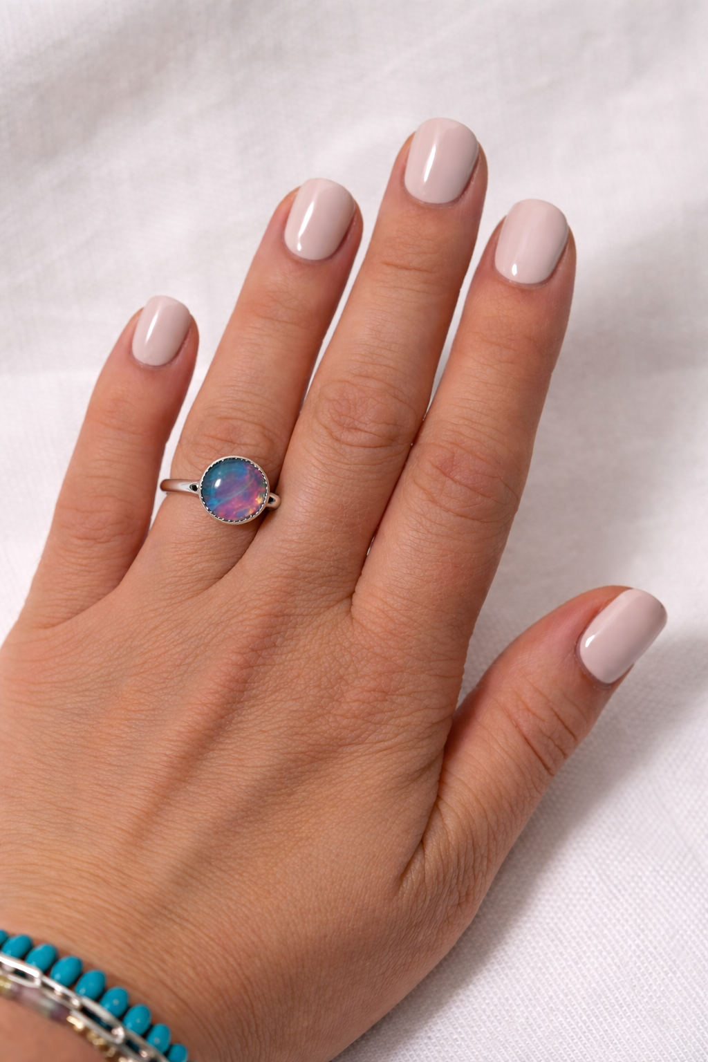 Aurora Opal Ring – Sterling Silver Opal Ring – Colorful Opal Jewelry – Iridescent Statement Ring – Handmade Silver Ring