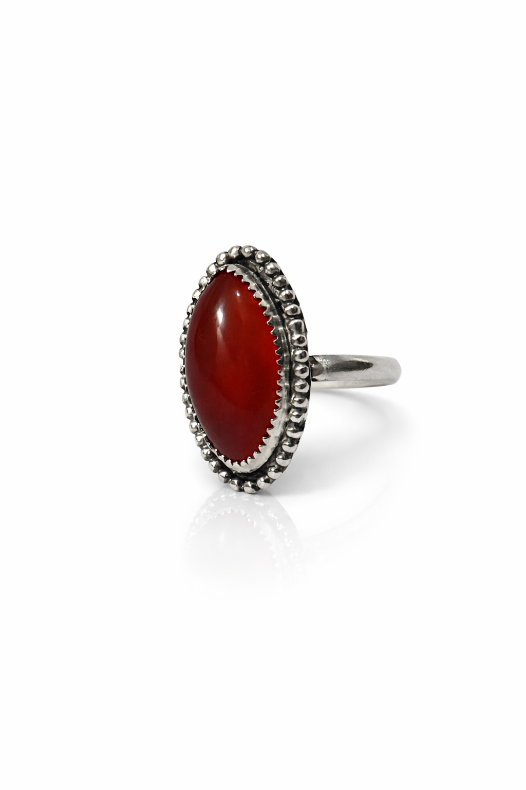The Ember Stone Ring | Carnelian Sterling Silver Ring | Western Statement Ring | .925 Silver