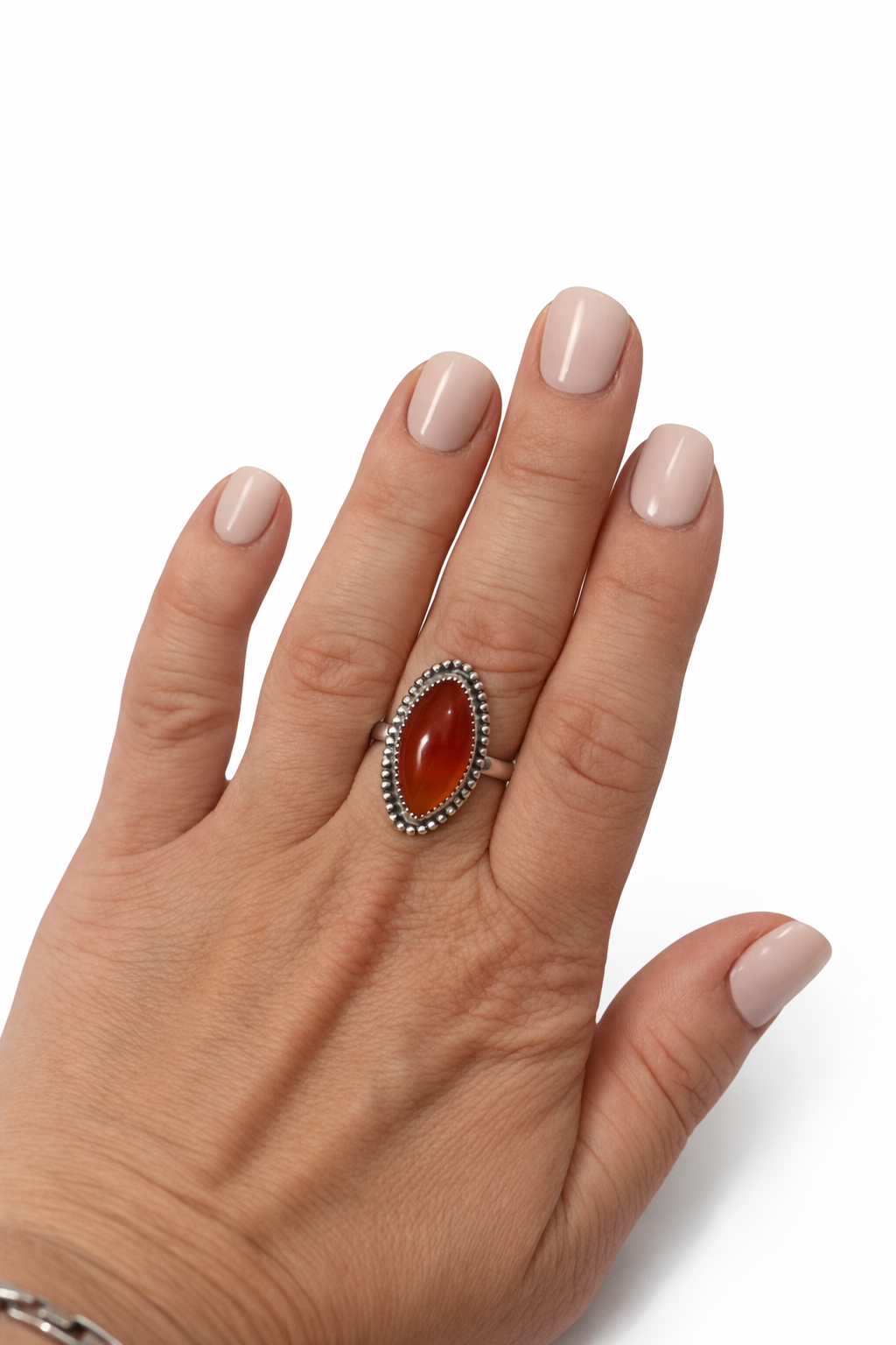 The Ember Stone Ring | Carnelian Sterling Silver Ring | Western Statement Ring | .925 Silver