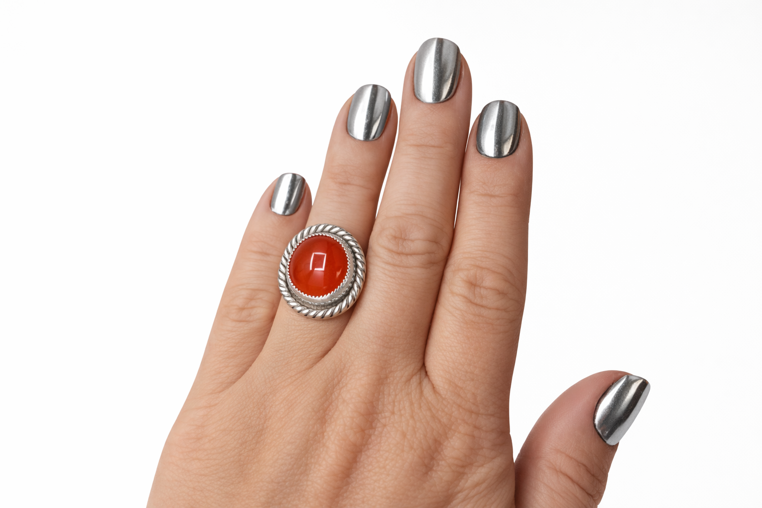 The Firelight Ring | Carnelian Sterling Silver Ring | Western Statement Ring | .925 Silver