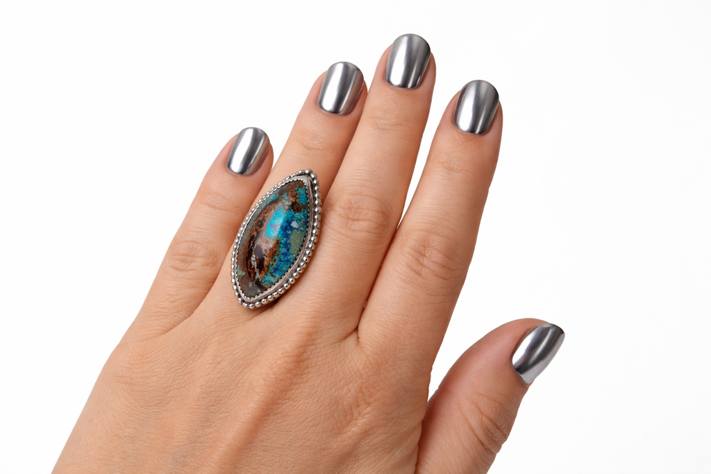 The Blue Canyon Ring | Shattuckite Sterling Silver Ring | Western Statement Ring | .925 Silver