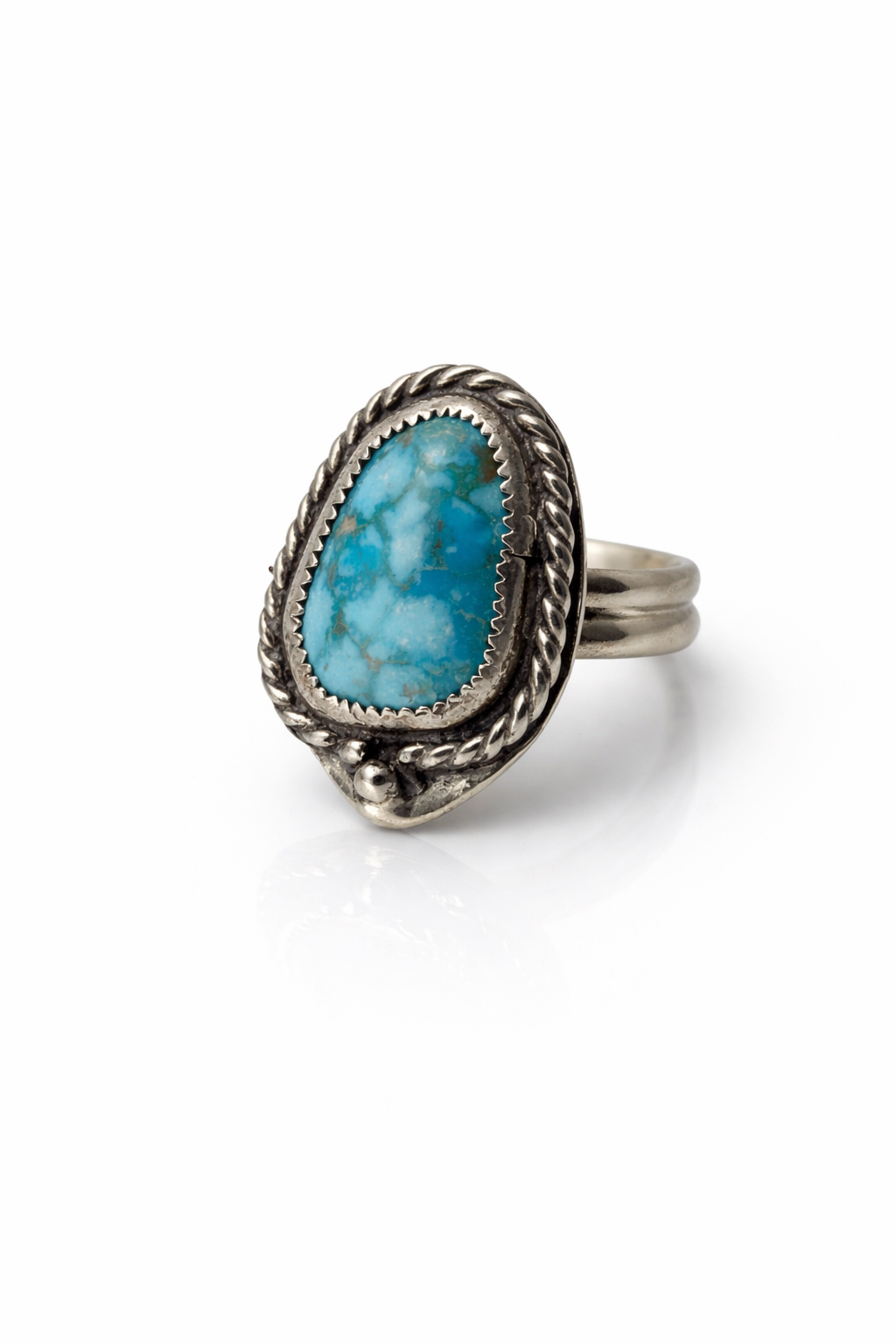 Kingman Turquoise Ring – Handmade Sterling Silver Southwestern Statement Ring