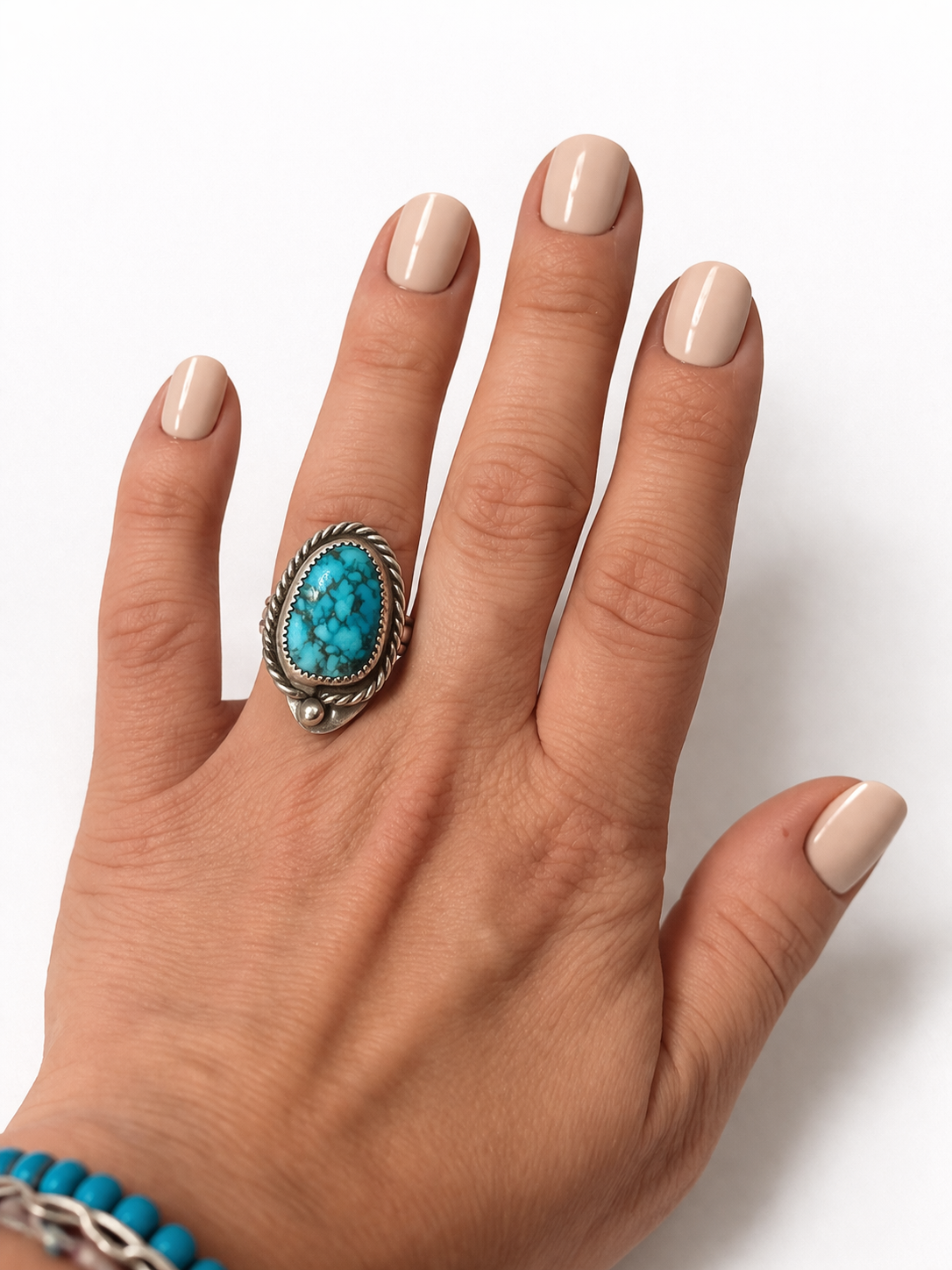 Kingman Turquoise Ring – Handmade Sterling Silver Southwestern Statement Ring