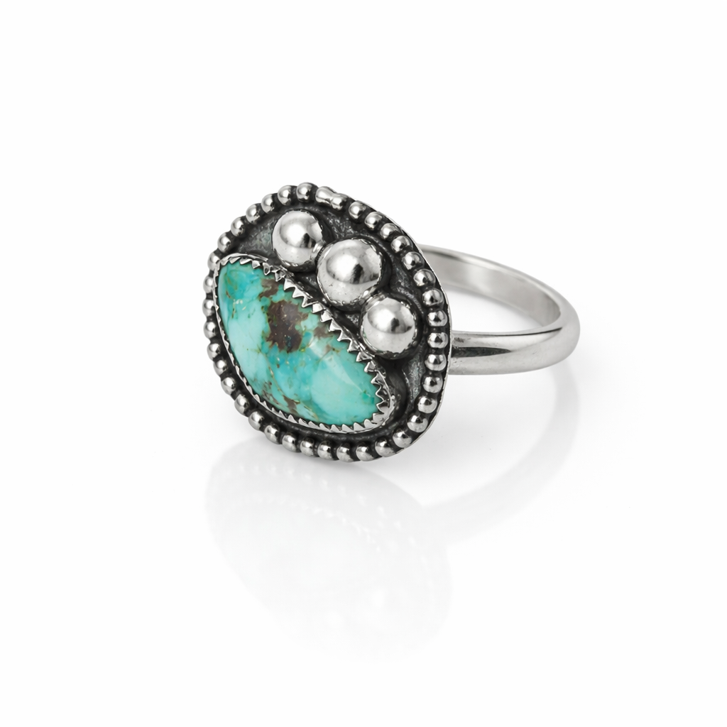 Kingman Turquoise Sterling Silver Ring | Western Statement Ring | .925 Silver Turquoise Ring