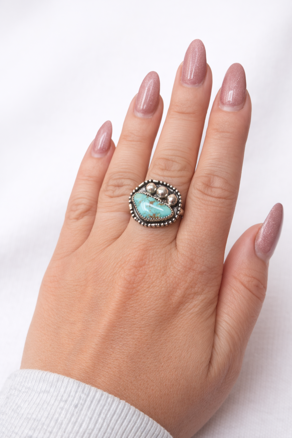 Kingman Turquoise Sterling Silver Ring | Western Statement Ring | .925 Silver Turquoise Ring