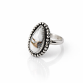 Kingman White Buffalo Sterling Silver Ring | Western Statement Ring | .925 Silver Teardrop Ring