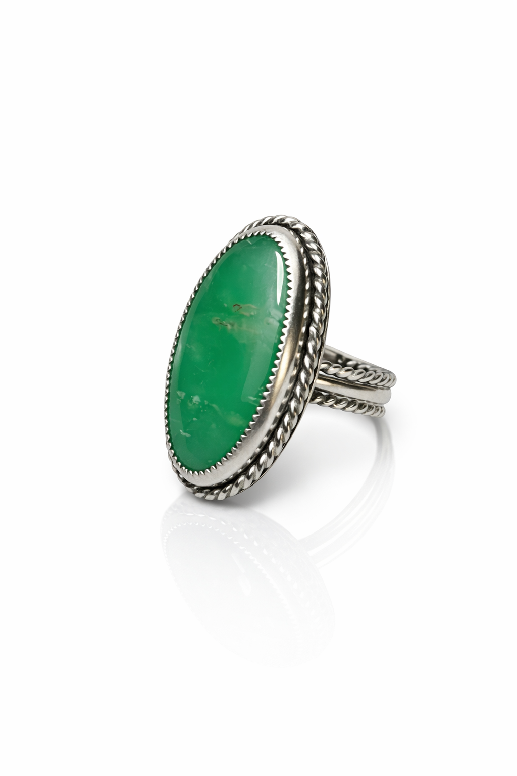 The Green Valley Ring | Chrysoprase Sterling Silver Ring | Western Statement Ring | .925 Silver